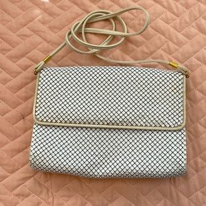 Whiting and Davis vintage white shoulder purse.